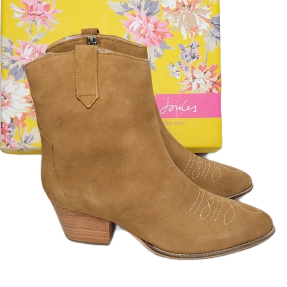 Joules Elmwood Suede Tan Western Boots sz 6 - Picture 3 of 10
